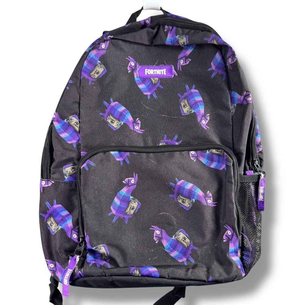Fortnite Llama Piñata School Backpack, 3 Main Pockets,  17"x12"x5" Black